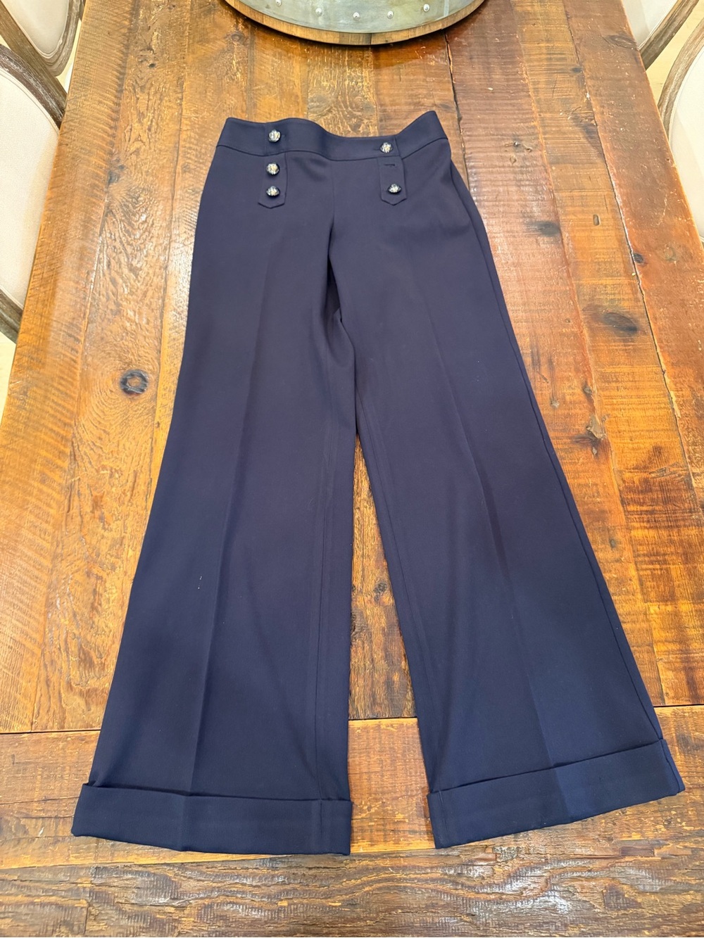 Express Navy Wide-Leg Sailor-Inspired Pants